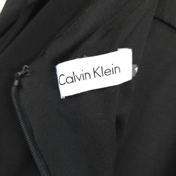 Calvin Klein Halter Dress Women 8 / 10 Black Gold Neck Accent Open Back Festive - Picture 13 of 15